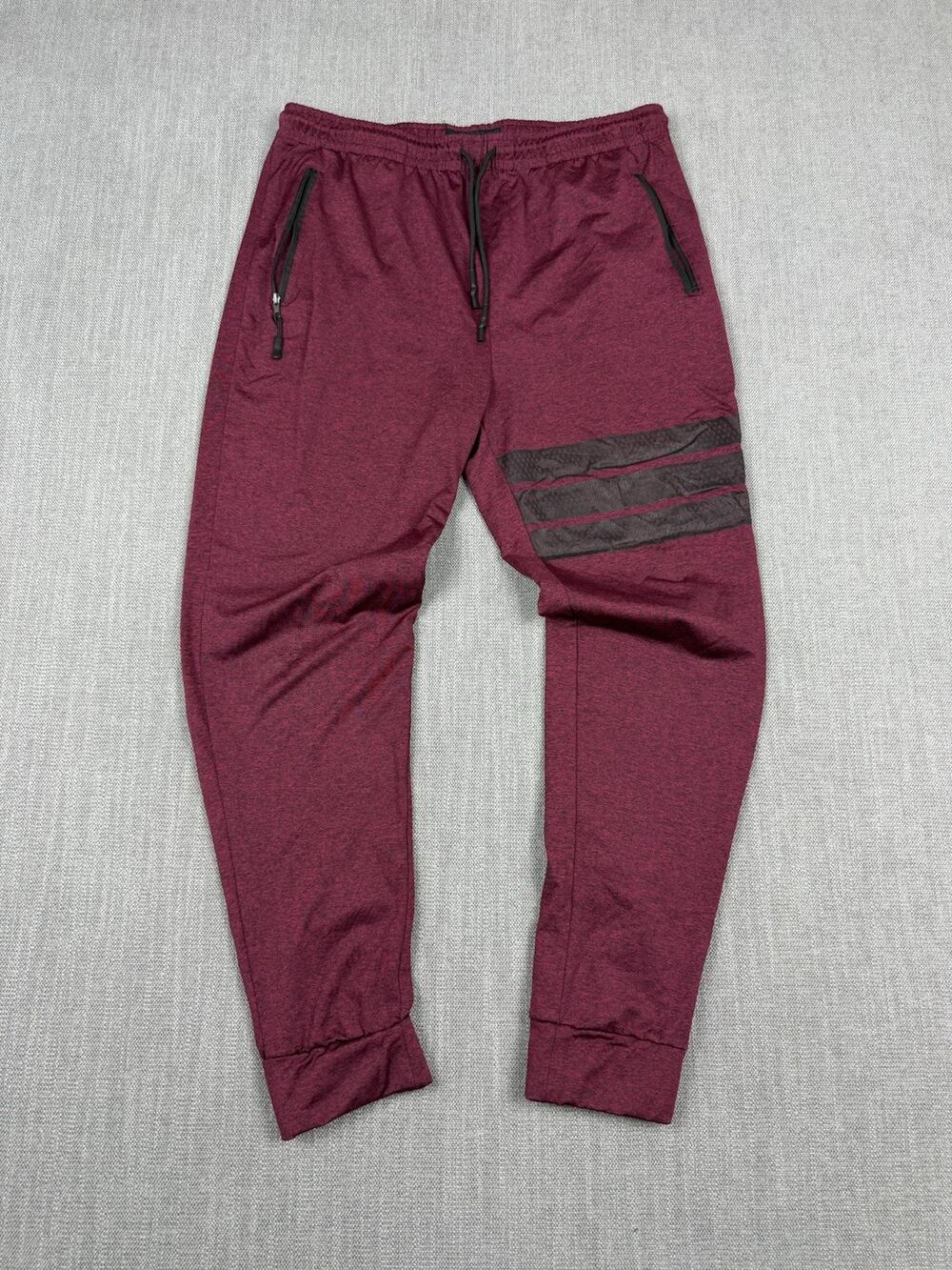 Public Record Jogger Pants Men’s Large Burgundy Moto Zip Pocket Athletic